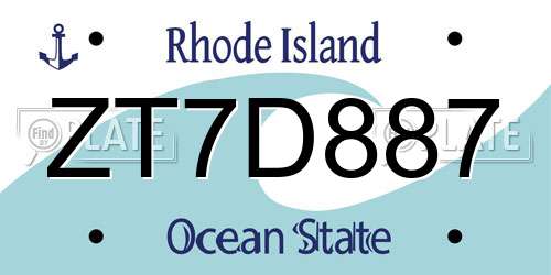 ZT7D887 Rhode Island License Plate