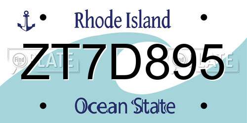 ZT7D895 Rhode Island License Plate