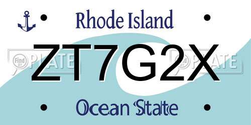 ZT7G2X Rhode Island License Plate