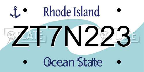 ZT7N223 Rhode Island License Plate