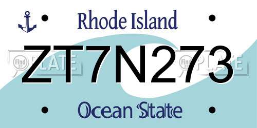 ZT7N273 Rhode Island License Plate