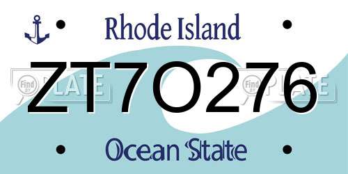 ZT7O276 Rhode Island License Plate