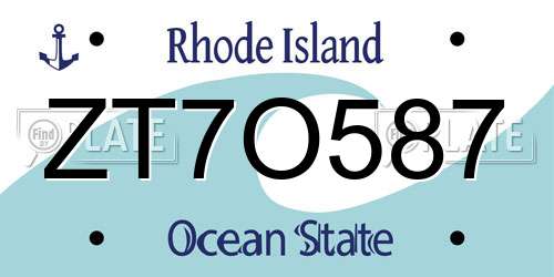 ZT7O587 Rhode Island License Plate