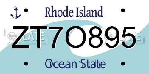 ZT7O895 Rhode Island License Plate