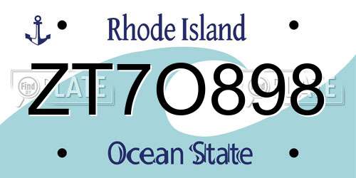 ZT7O898 Rhode Island License Plate