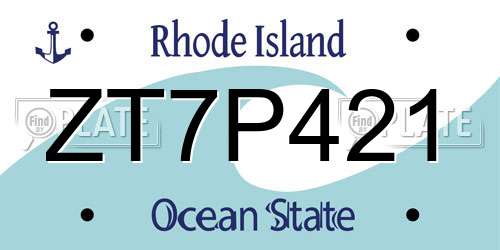 ZT7P421 Rhode Island License Plate