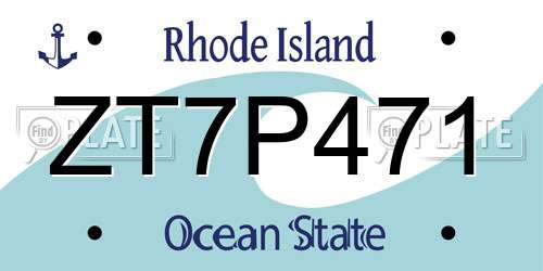ZT7P471 Rhode Island License Plate