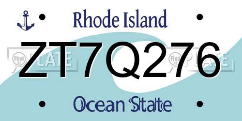 ZT7Q276 Rhode Island License Plate