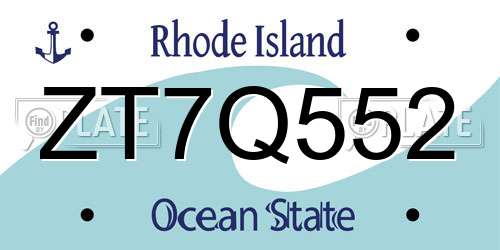 ZT7Q552 Rhode Island License Plate