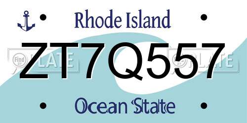 ZT7Q557 Rhode Island License Plate