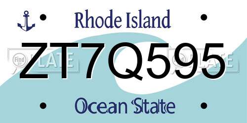 ZT7Q595 Rhode Island License Plate