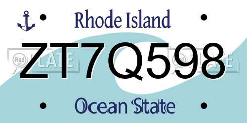 ZT7Q598 Rhode Island License Plate