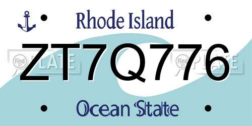 ZT7Q776 Rhode Island License Plate