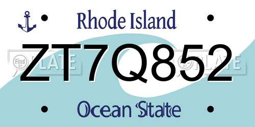 ZT7Q852 Rhode Island License Plate