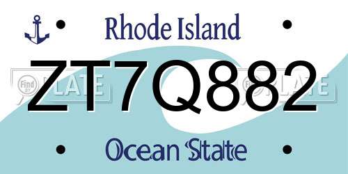 ZT7Q882 Rhode Island License Plate