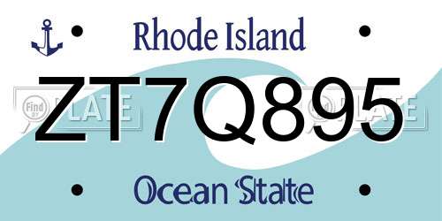 ZT7Q895 Rhode Island License Plate