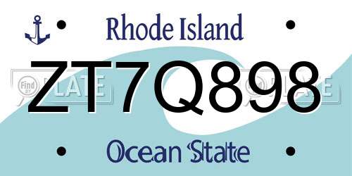 ZT7Q898 Rhode Island License Plate