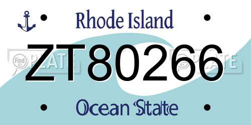ZT80266 Rhode Island License Plate