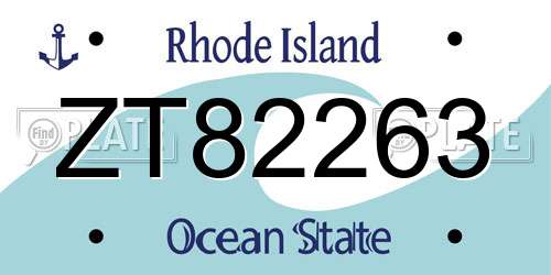 ZT82263 Rhode Island License Plate