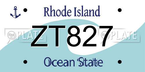 ZT827 Rhode Island License Plate
