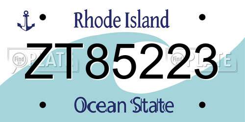 ZT85223 Rhode Island License Plate
