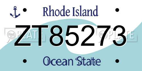 ZT85273 Rhode Island License Plate