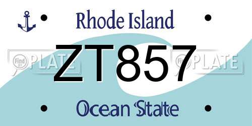ZT857 Rhode Island License Plate
