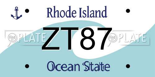 ZT87 Rhode Island License Plate