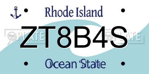 ZT8B4S Rhode Island License Plate