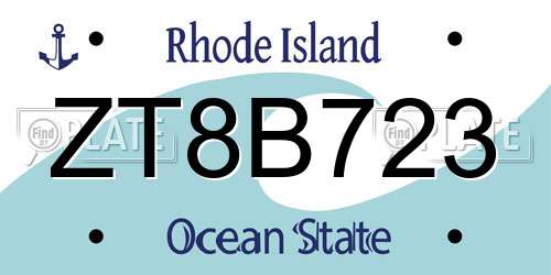 ZT8B723 Rhode Island License Plate