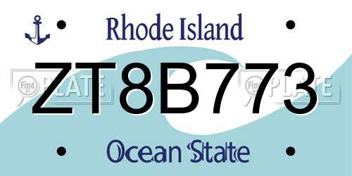 ZT8B773 Rhode Island License Plate