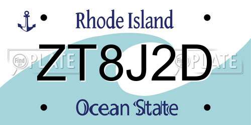 ZT8J2D Rhode Island License Plate