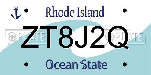 ZT8J2Q Rhode Island License Plate