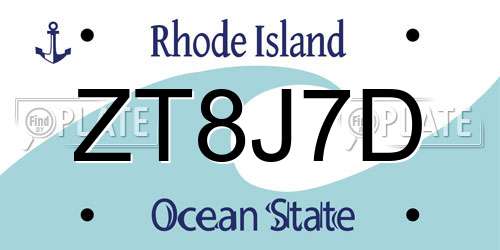 ZT8J7D Rhode Island License Plate