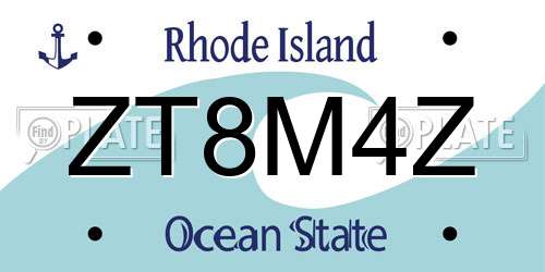 ZT8M4Z Rhode Island License Plate