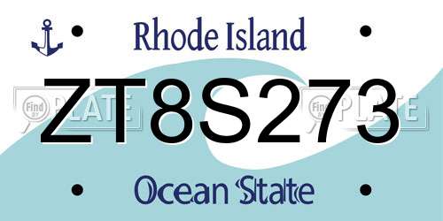 ZT8S273 Rhode Island License Plate