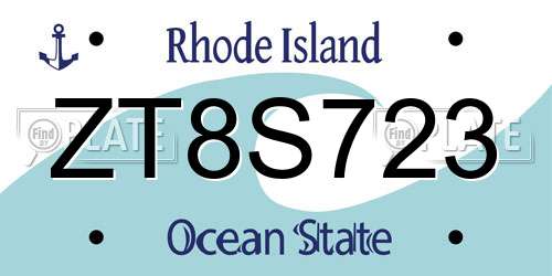 ZT8S723 Rhode Island License Plate