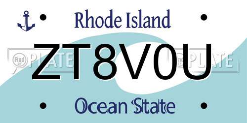 ZT8V0U Rhode Island License Plate