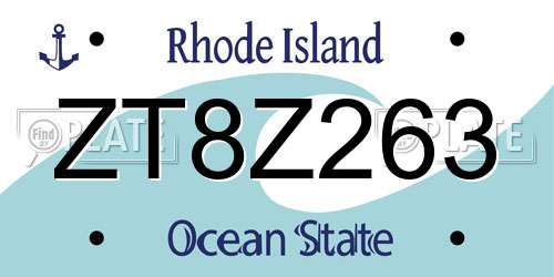 ZT8Z263 Rhode Island License Plate