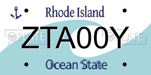 ZTA00Y Rhode Island License Plate