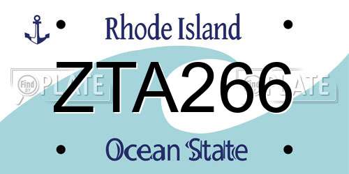 ZTA266 Rhode Island License Plate