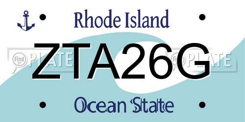 ZTA26G Rhode Island License Plate