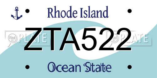 ZTA522 Rhode Island License Plate