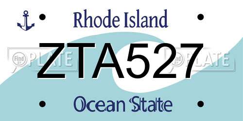 ZTA527 Rhode Island License Plate