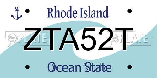 ZTA52T Rhode Island License Plate