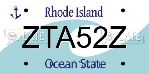 ZTA52Z Rhode Island License Plate