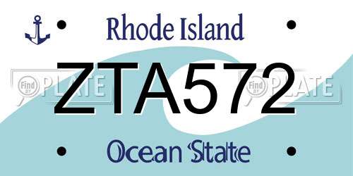 ZTA572 Rhode Island License Plate