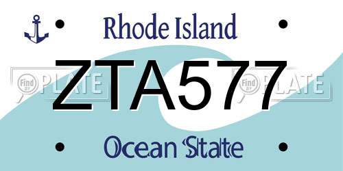 ZTA577 Rhode Island License Plate