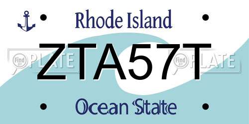 ZTA57T Rhode Island License Plate