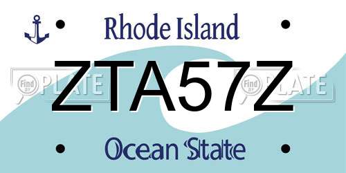 ZTA57Z Rhode Island License Plate